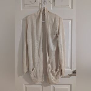 Babaton Aritzia Silk Linen Open Front Cardigan Cream Knit Sweater XS - AS IS